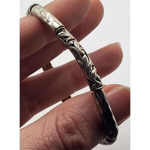 Vintage SIlvertone Stretchy Ornate Noveau Celtic Bracelet 7in